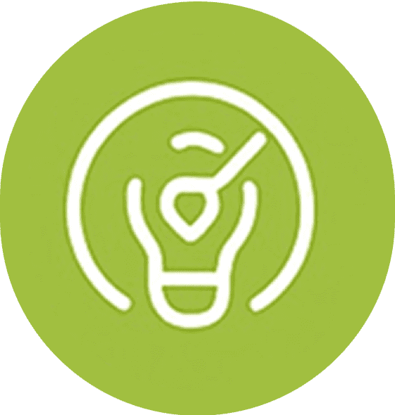 Icon of a hand pressing a button with a green background.