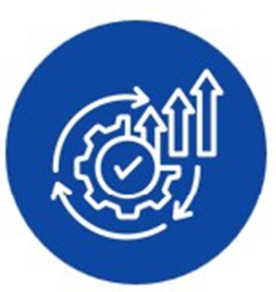 Gear and arrows symbolizing process improvement.
