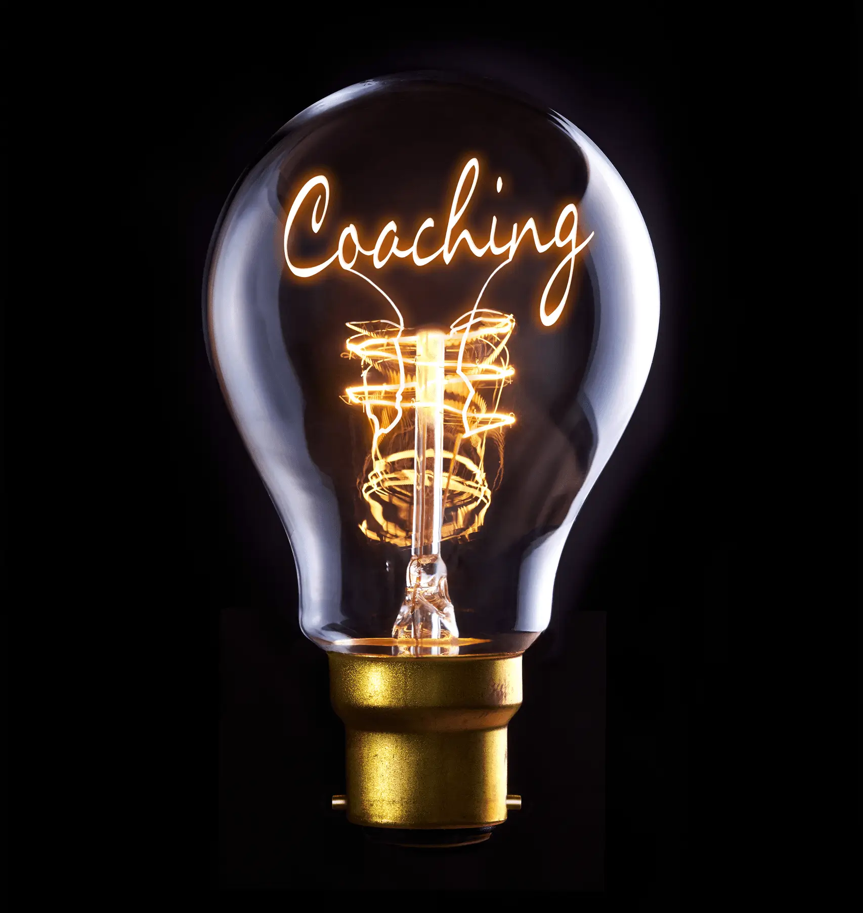 Vintage bulb with illuminated 'Coaching' filament